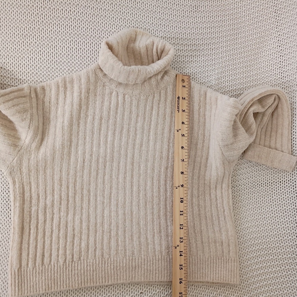 Zara NWT Cream Ribbed Cropped Turtleneck Sweater Long Sleeve Minimalist S XS - Picture 11 of 12